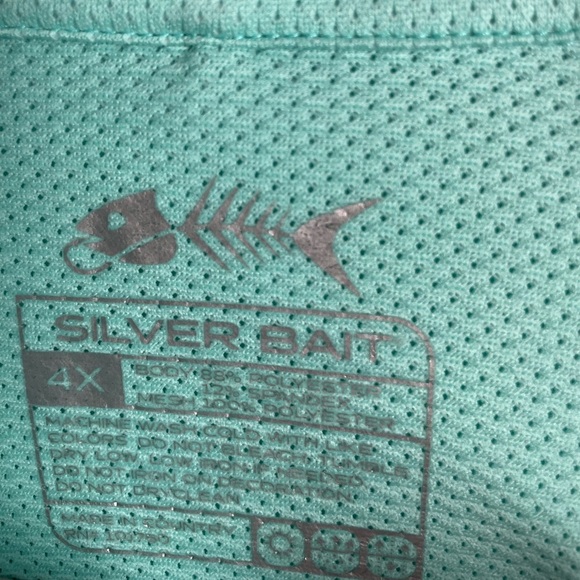 Silver Bait Performance fishing Shirt Men 4X Aqua Blue Polyester Short Casual - Picture 5 of 9